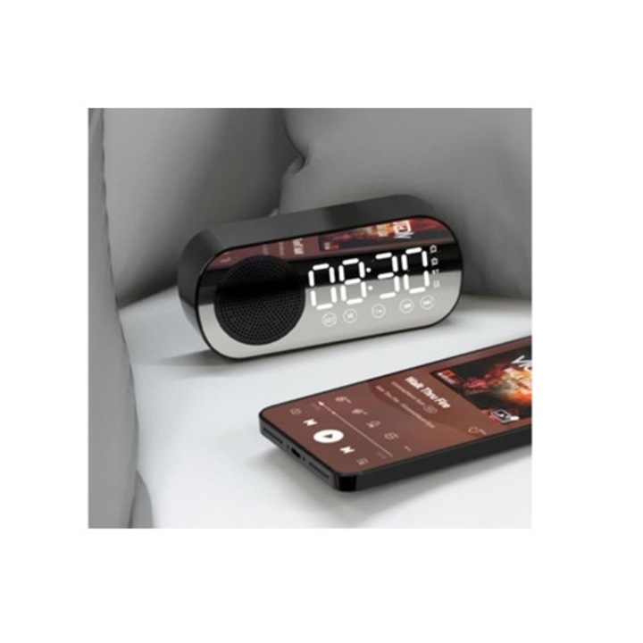 Hurrise dekoratív óra hangszóróval és tükörrel, többfunkciós intelligens digitális óra, angol verzió Z7