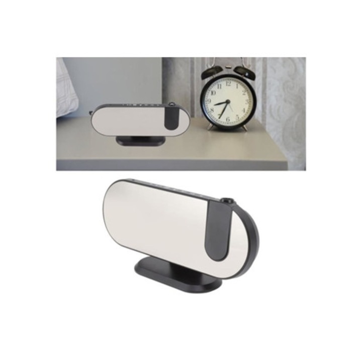 LED-es kivetítős ébresztőóra, kettős USB töltőport, hőmérséklet- és páratartalom kijelző