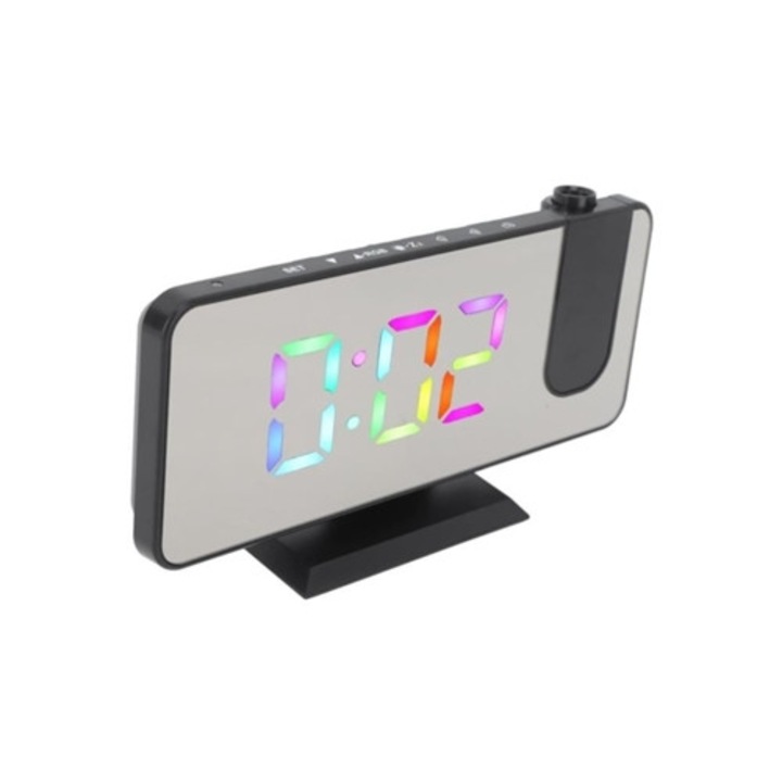 Hurrise dekoratív óra RGB tükörrel, modern asztali óra, állítható fényerő, többszínű, mérete 30x10x5cm