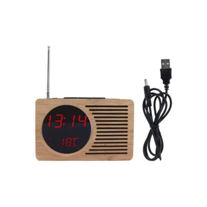 Hurrise elektronikus ébresztőóra, FM rádió, piros LED, multifunkcionális, 5V