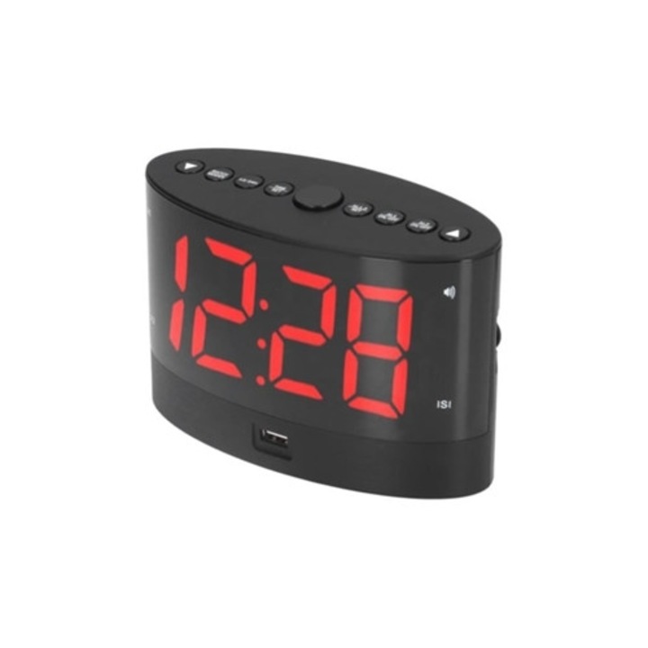 Hurrise dekoratív óra, digitális ébresztőóra LED kijelzővel, 2 időmód, szundi funkció, fekete színű