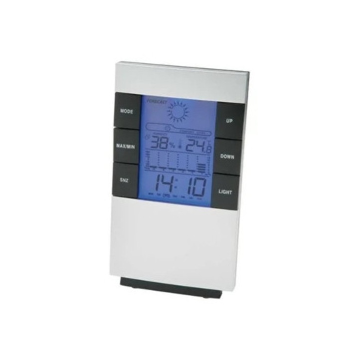 LED digitális ébresztőóra LCD kijelzővel és meteorológiai állomással, többszínű