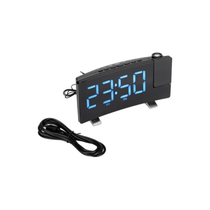 Hurrise digitális ébresztőóra, 180°-os vetítés falra és mennyezetre, USB tápellátás