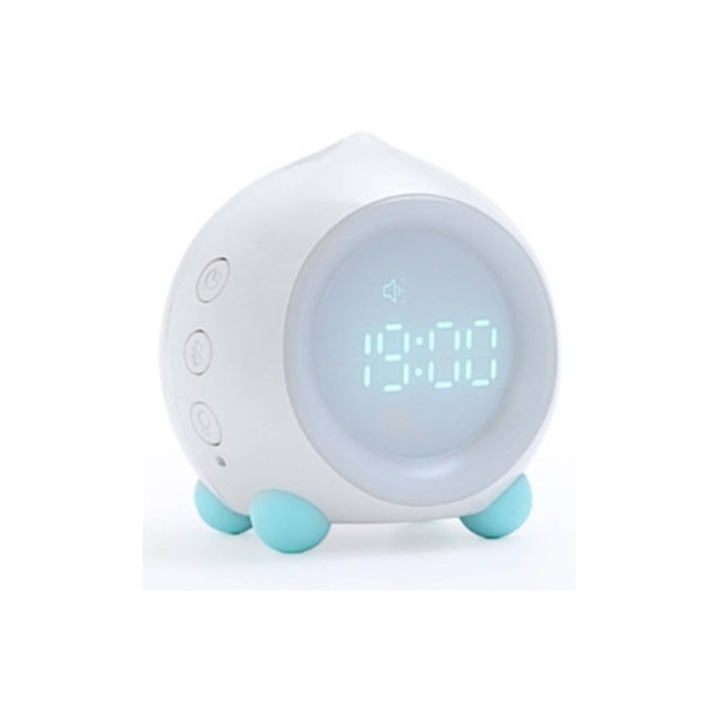 Többfunkciós ébresztőóra Bluetooth-szal, fehér
