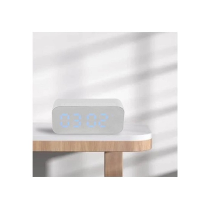 Hurrise Mini hordozható sztereó dekoratív óra ébresztővel, fehér