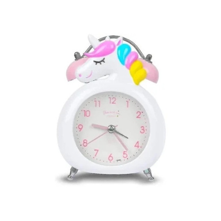 Unikornis gyerek ébresztőóra, dupla riasztás, többszínű