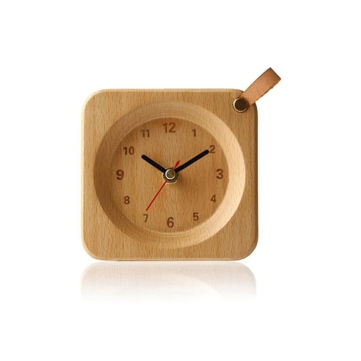 Dekoratív óra, kis fa ébresztőóra, csendes, gyerekajándék