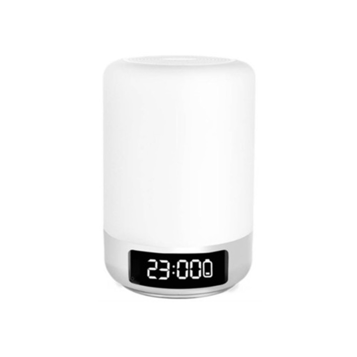 Többfunkciós Bluetooth ébresztőóra, fehér