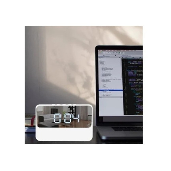 Hurrise digitális dekoratív óra, néma tükörrel, LED-es, nagy felbontású