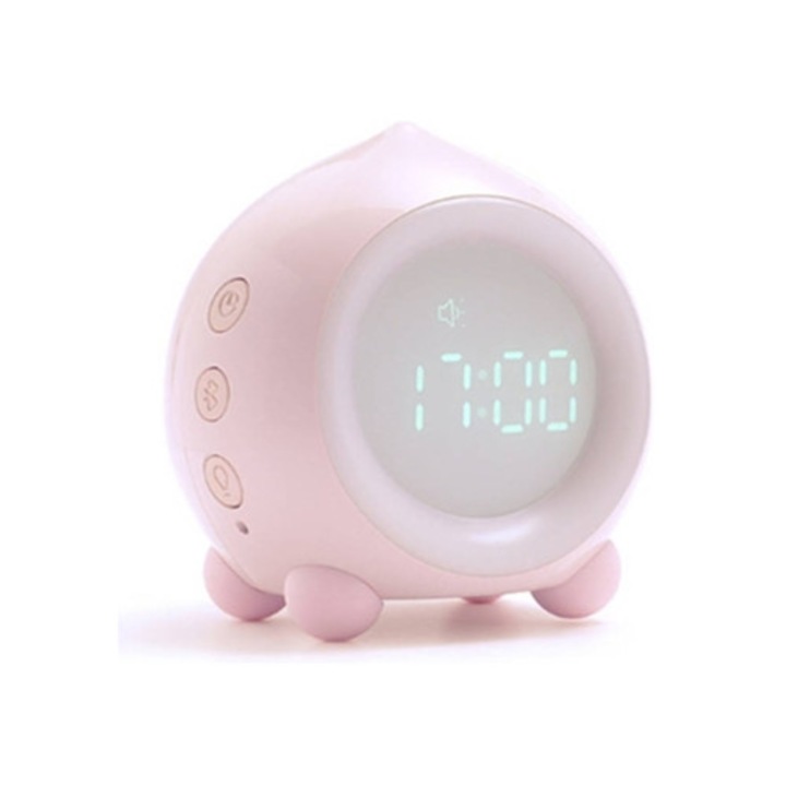 Wjs multifunkcionális ébresztőóra Bluetooth-tal, rózsaszín