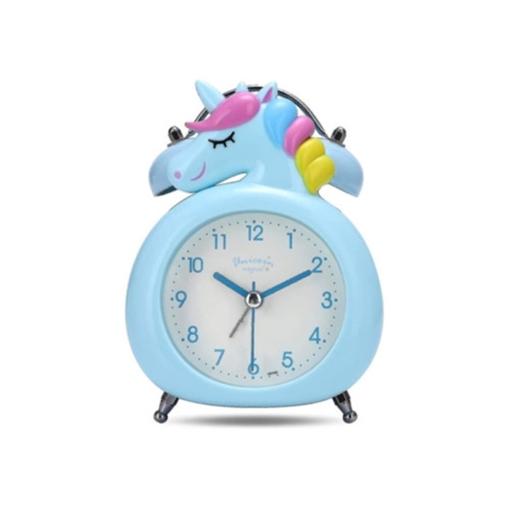 Unikornis gyerek ébresztőóra, dupla riasztás, többszínű