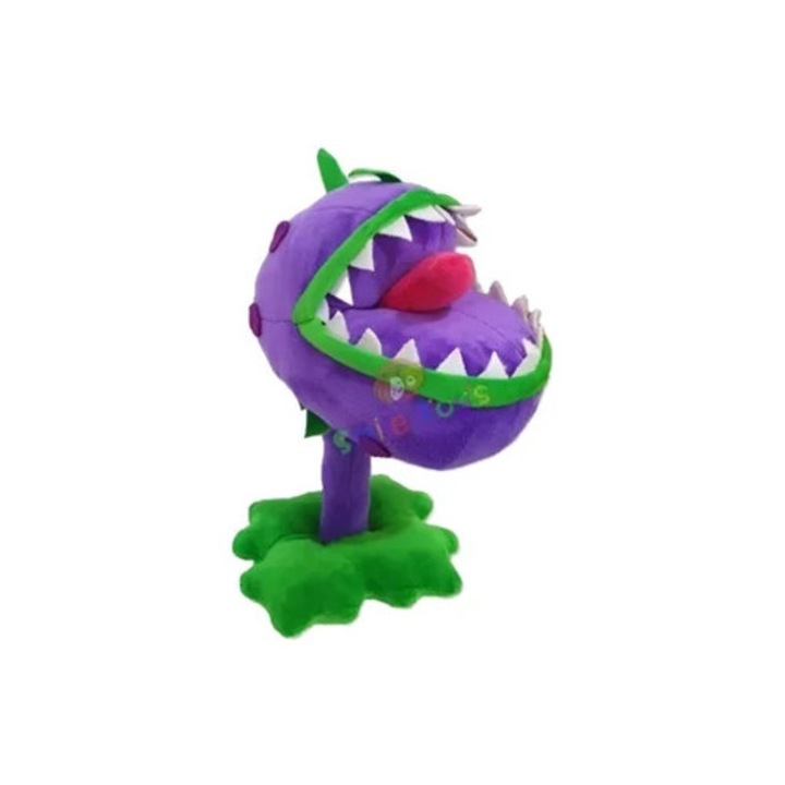 Nagy plüssjáték, húsevő növények vs. zombik, lila