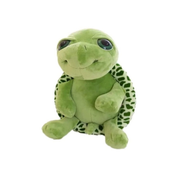 Nagy szemű plüss teknős játék, aranyos dekoráció, többszínű