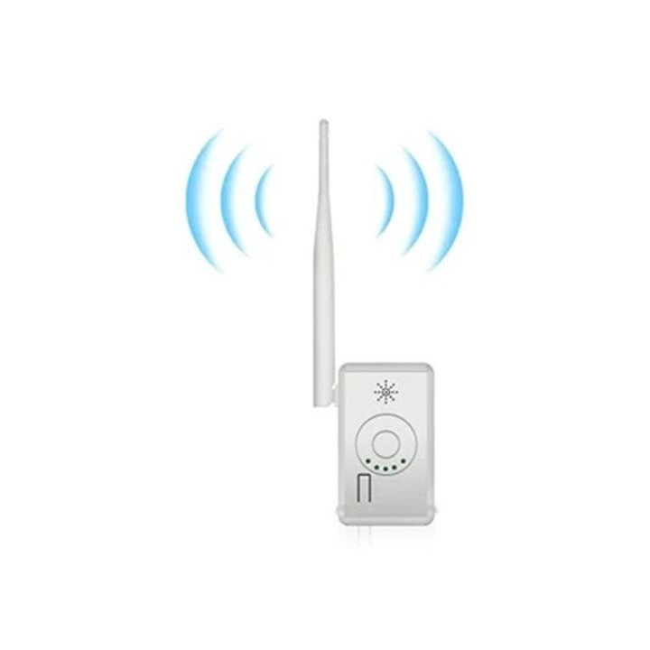 Amplificator wireless, WiFi, alb, cu sursa de alimentare