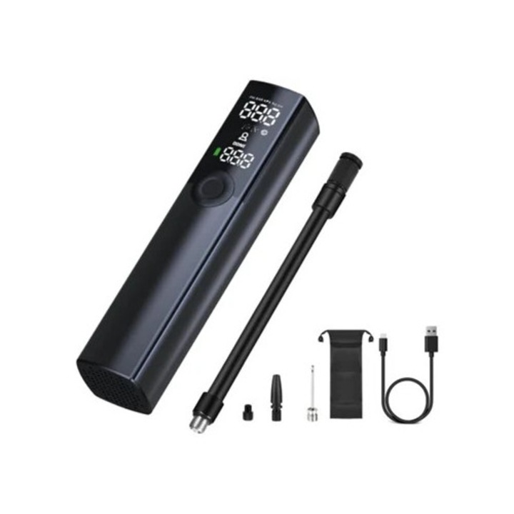 Elektromos kerékpárpumpa, Presta és Schrader szelepekkel, kerékpárokhoz és motorkerékpárokhoz