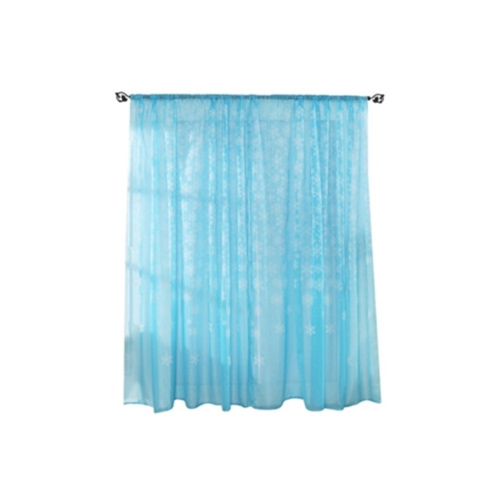 Áttetsző Voile Függöny Hópehely Mintával, Világoskék, Ablakra, Szett