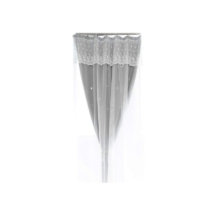 Estrella Függöny Lányoknak Szürke 1,5x1,7m, Rövid Függöny Csillag Kivágással Kis Ablakra