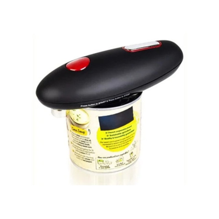 Kompakt és hordozható elektromos konzervnyitó, egygombos működtetés, univerzális méretek