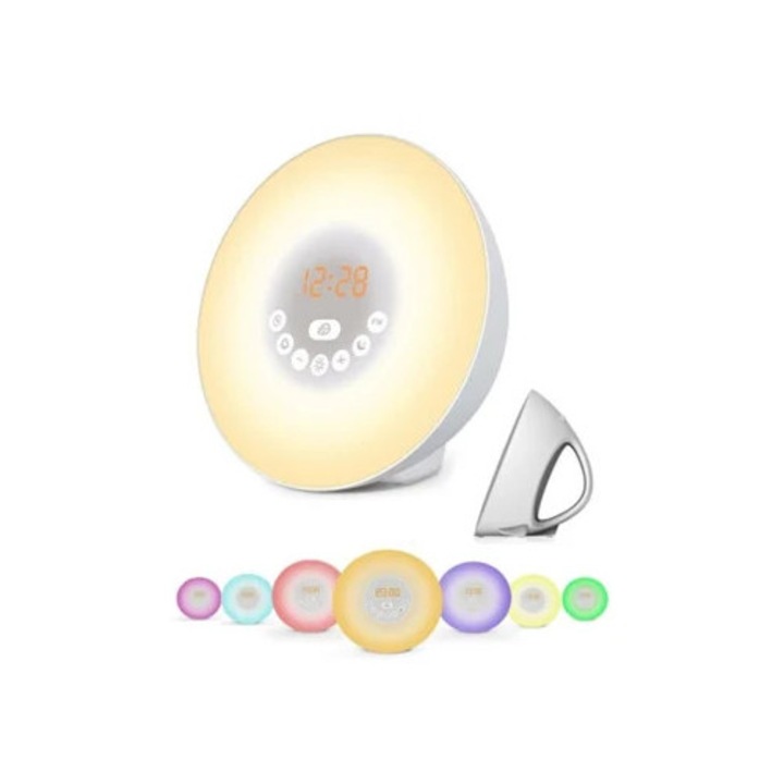 Dekoratív óra napkelte és napnyugta szimulációval, napfénnyel