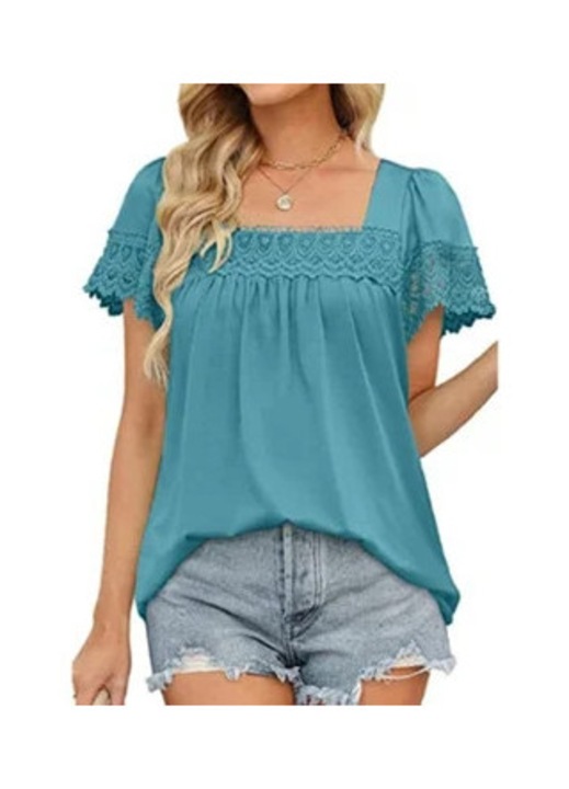 Дамска блуза, синя, лека, с шевове, 2XL INTL