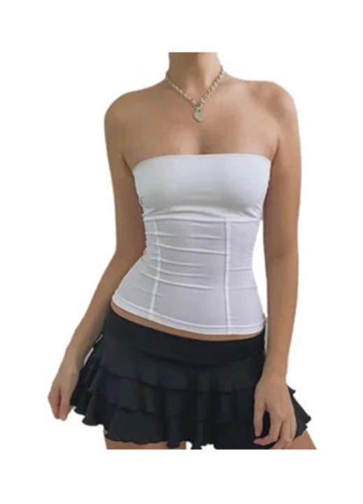 Топ за жени, право деколте, ежедневно, бял, S INTL