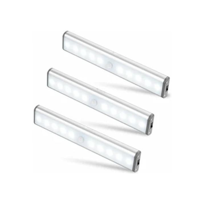 3 db USB-ről tölthető, vezeték nélküli, mágneses LED izzó mozgásérzékelővel, Eme