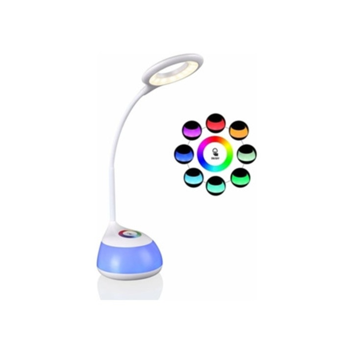 Veioza pentru copii cu 3 nivele de lumina si brat flexibil, USB