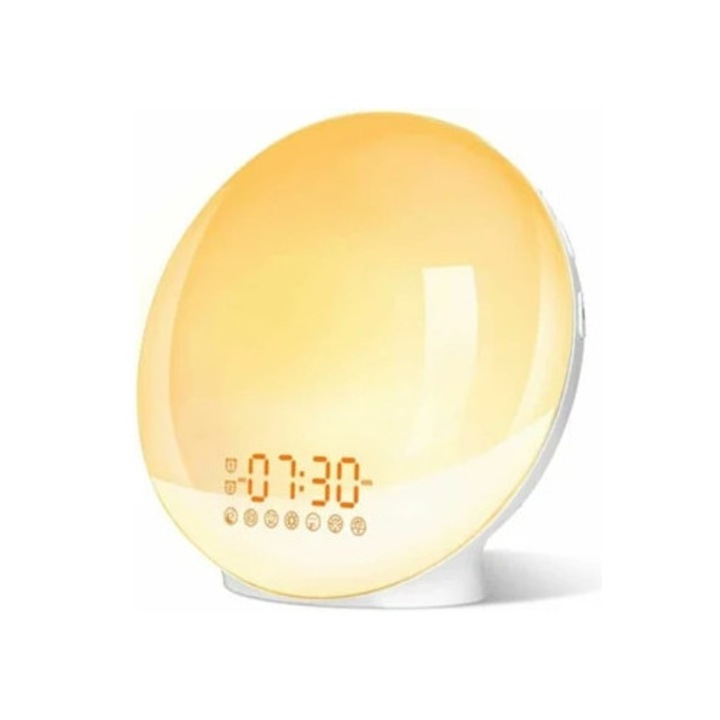 Intelligens LED ébresztőóra, 20 fényerősségi szint, többszínű