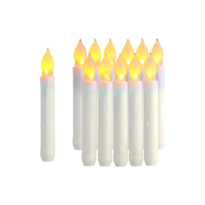 Комплект от 12 фалшиви LED свещи 16,5 см с ефект на пламък