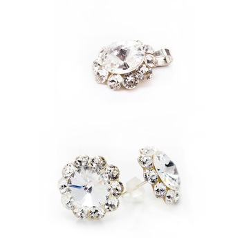 Set Argint DaviCrystals cu cristale cercei floarea soarelui cu tija si pandantiv crystal Set Argint DaviCrystals cu cristale cercei floarea soarelui cu tija si pandantiv crystal