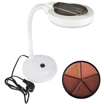 Set Cosmetica Lampa Pentru Masa cu Lupa Neon Lumina Led 225 + Trusa Corector 5 Nuante Set Cosmetica Lampa Pentru Masa cu Lupa Neon Lumina Led 225 + Trusa Corector 5 Nuante