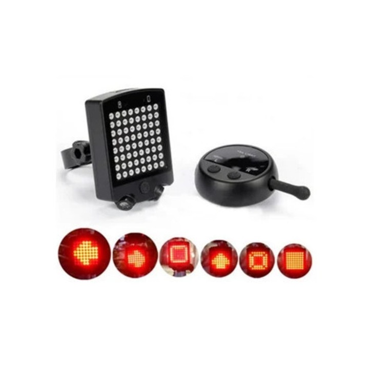 Kerékpár hátsó lámpa, 64 LED-es, vezeték nélküli távirányítóval