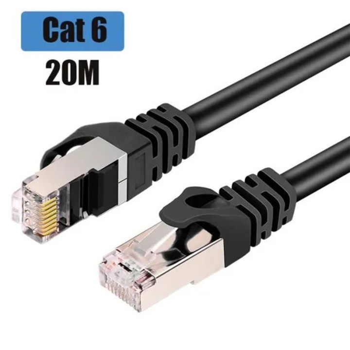 Ethernet kábel Cat6 20M lapos RJ45, nagy sebességű 1Gbps, 250MHz