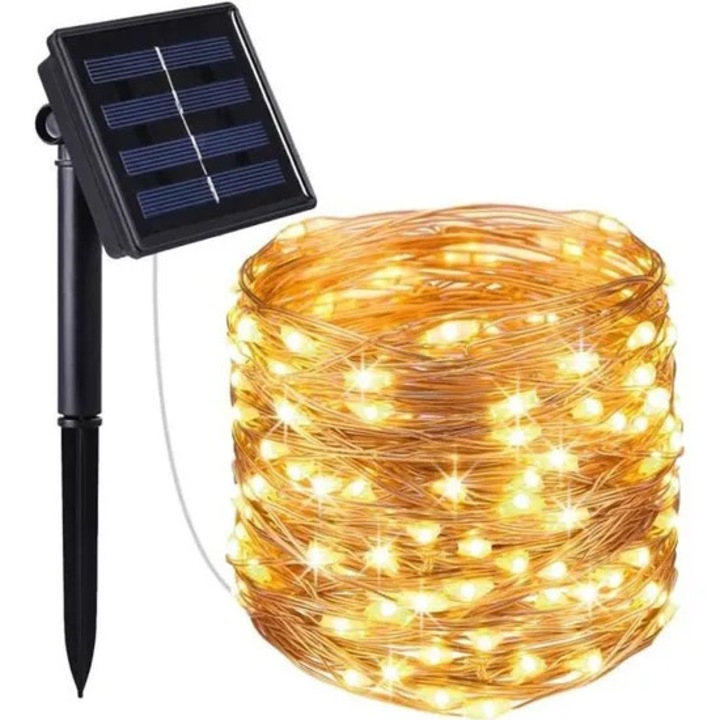 Коледна инсталация, 11.9м, 8 режима, 100 топли микро LED-а, мед