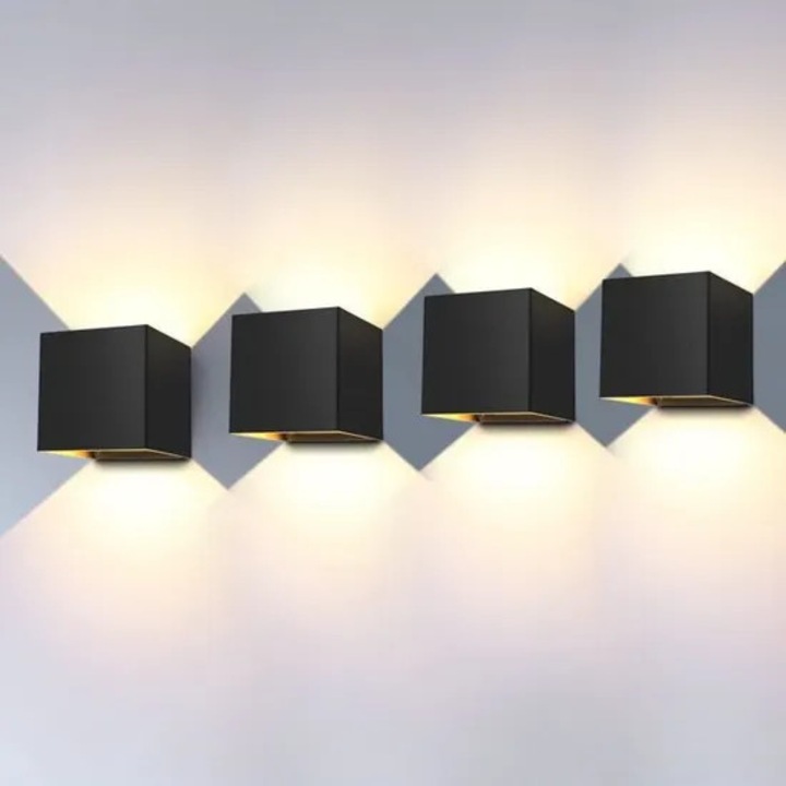 LED аплик 12W, регулируем, IP65, черен, за интериор/екстериор