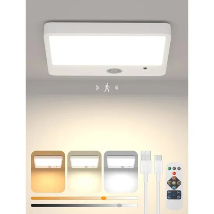 LED аплик със сензор, презареждаем, 3 цветови температури, 260LM, магнитен монтаж