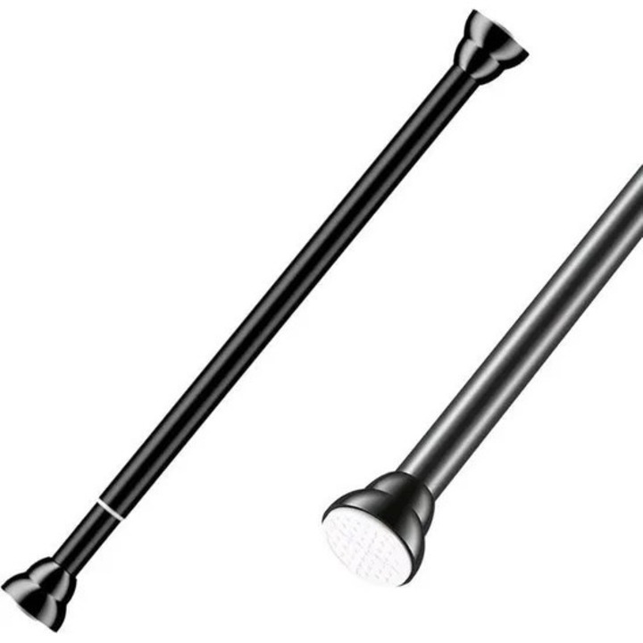 Sine perdea extensibila fara gaurire, 70-120 cm, diametru 25 mm, negru, 1 bucata