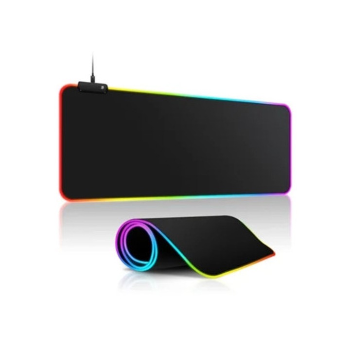 Mouse Pad RGB cu 13 moduri de iluminare, baza antiderapanta, 400x900x4mm