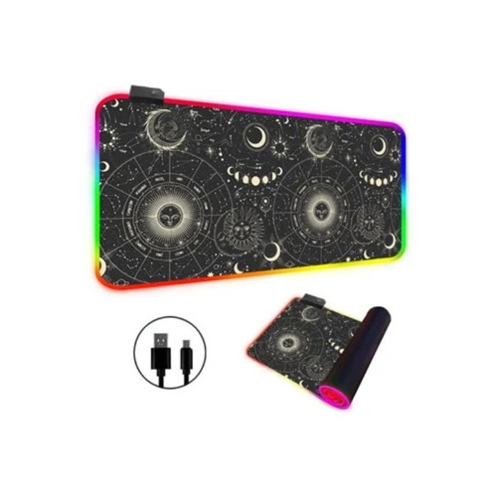 Mousepad RGB, 14 moduri de iluminare, 300x600x3mm