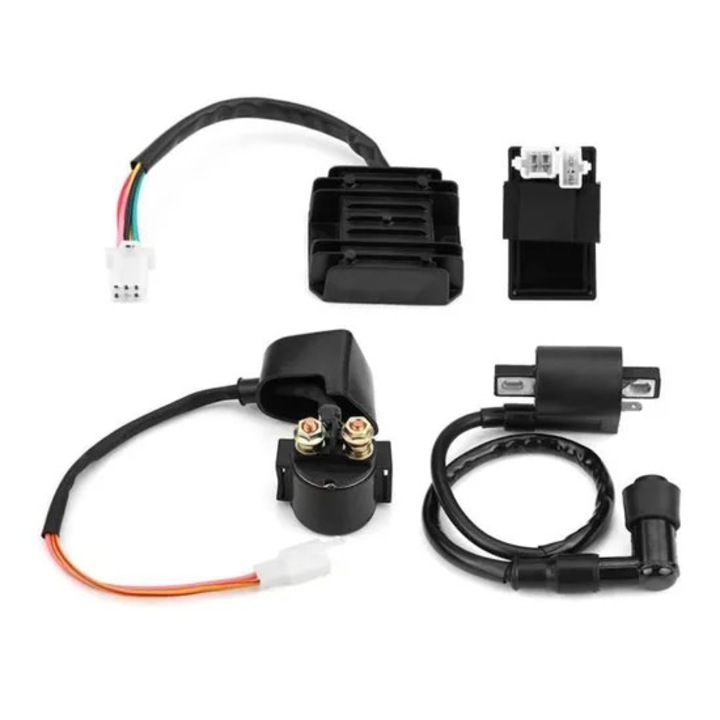 Set 4 piese solenoid, regulator rectifier, unitate CDI, bobina de aprindere pentru ATV 150cc 250cc
