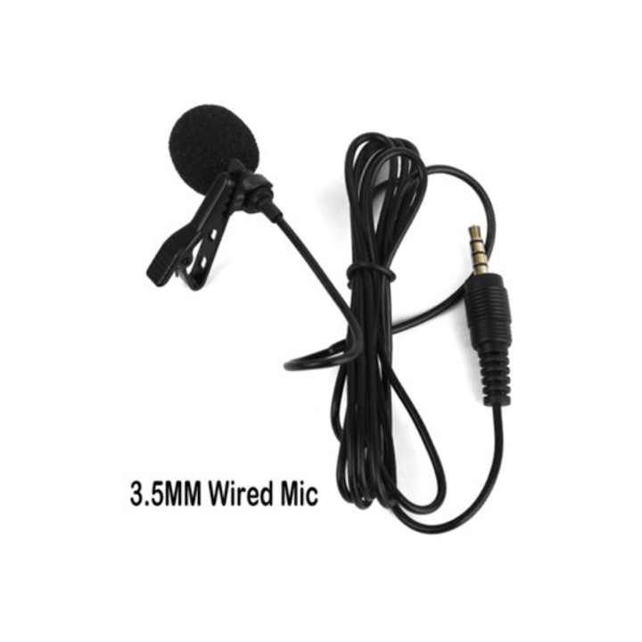 Microfon lavalier wireless BT 5.0 3.5mm, mini reincarcabil, pentru telefon mobil, streaming live, camera, difuzor