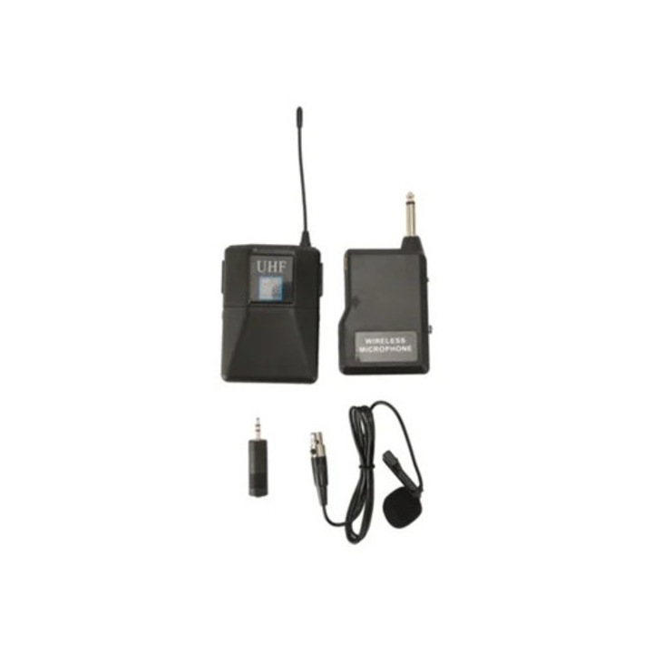 Безжичен микрофон Lavalier, мини UHF, намаляване на шума, комплект