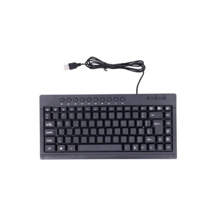 Tastatura mini cu fir 87 taste, accesorii USB pentru birou si laptop