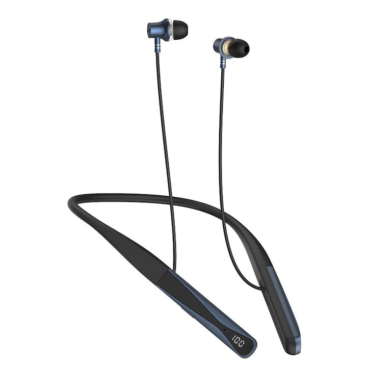 Bluetooth 6.0 nyakpántos fejhallgató RG21 – ANC zajszűrés, 35 óra üzemidő, HiFi 9D hangzás, LED kijelző, Type-C gyorstöltés, fekete