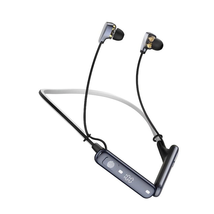 Casti Bluetooth cu Banda la Gat RG10 Pro – Bluetooth 5.3, Afisaj LED, 100H Autonomie, ENC Noise Cancelling, Sunet HiFi, Rezistente la Apa IP67, negru