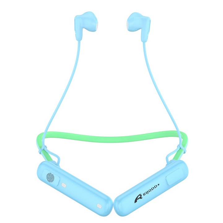 Bluetooth nyakpántos fejhallgató RG10 – HiFi tiszta hangzás, 100 óra üzemidő, ENC zajcsökkentés, mágneses töltés, IP67 vízálló, elegáns design, kék