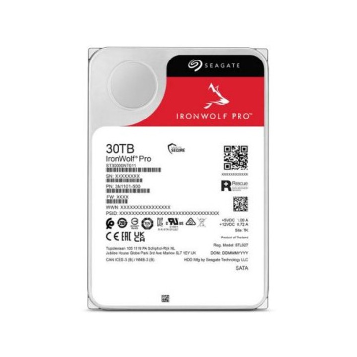 Твърд диск Seagate IronWolf Pro 30 TB, 7200 RPM, 3.5", Serial ATA III