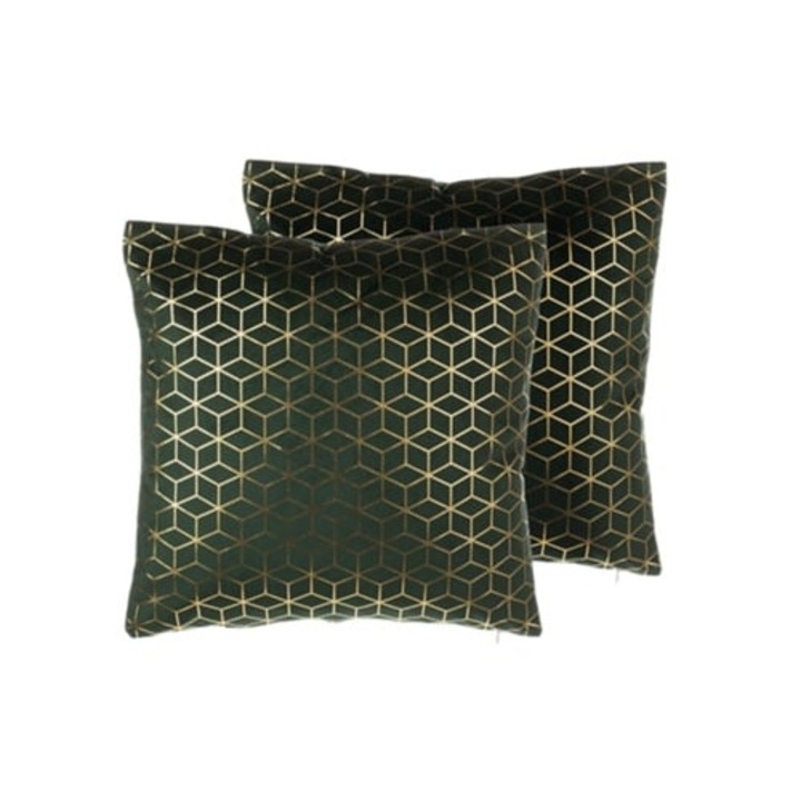 Set de 2 perne decorative BELIANI Celosia din catifea verde 45x45x12cm