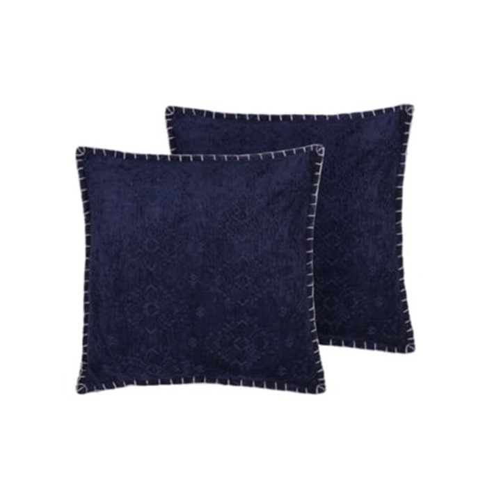 BELIANI Melur díszpárna szett, viszkóz, kék, 45x45x10cm, 2 db