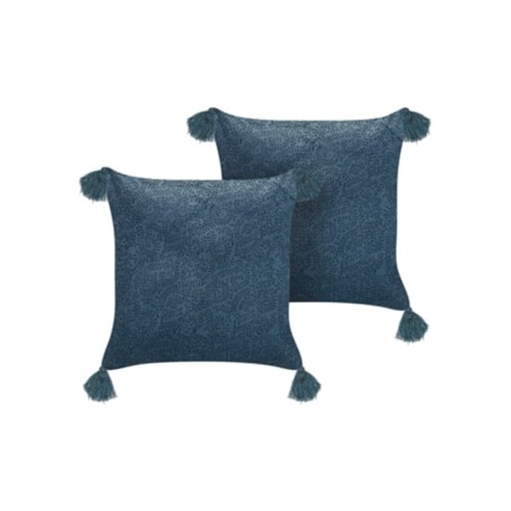 BELIANI Setaria dekoratív párna szett, bársony, kék, 45x45x10 cm, 2 db
